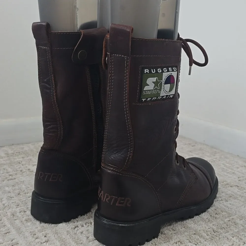 STARTER | Rugged Terrain Leather  Brown Lace-Up Boots 1990's